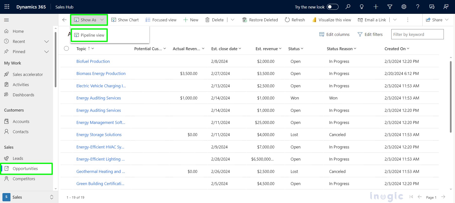 Group Opportunities for better analysis by aggregating the numeric fields in Dynamics 365 Sales