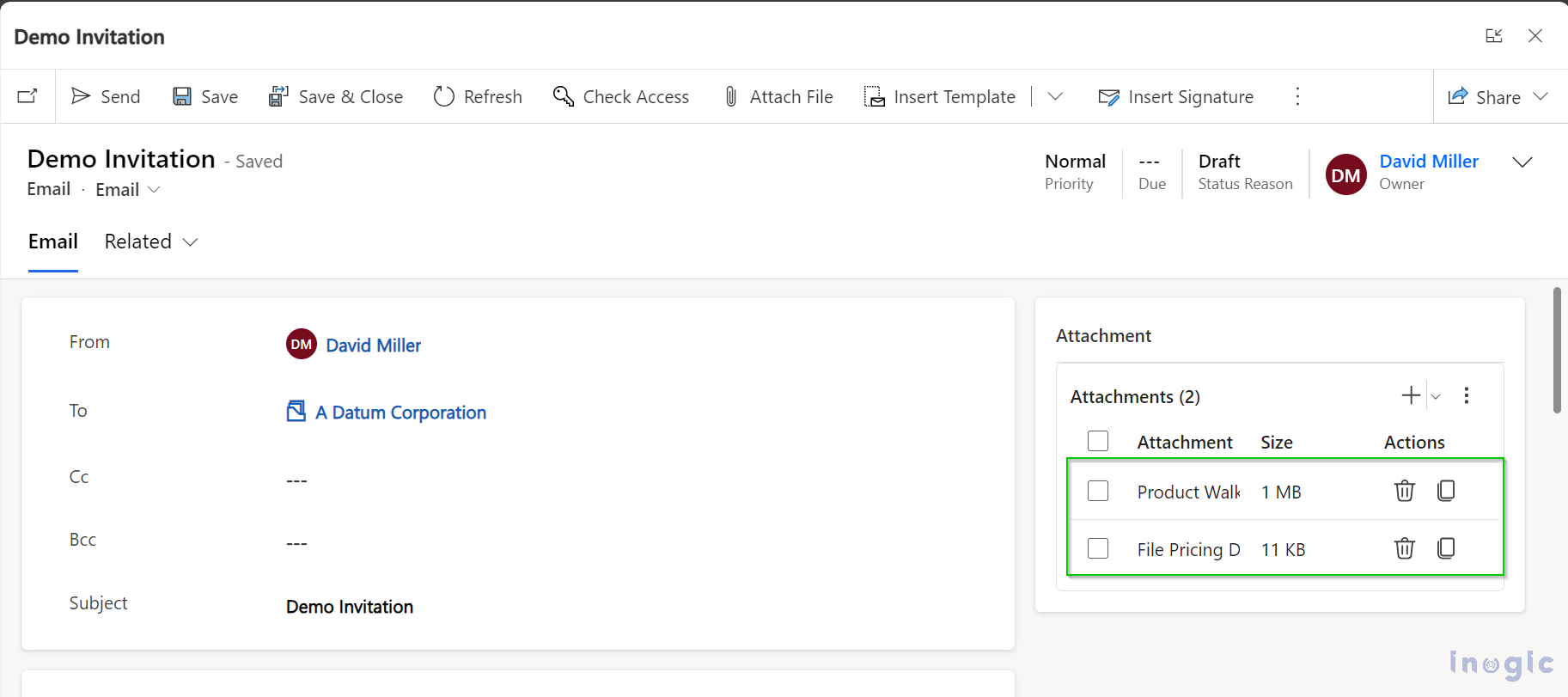 Enhanced way of handling attachments of emails