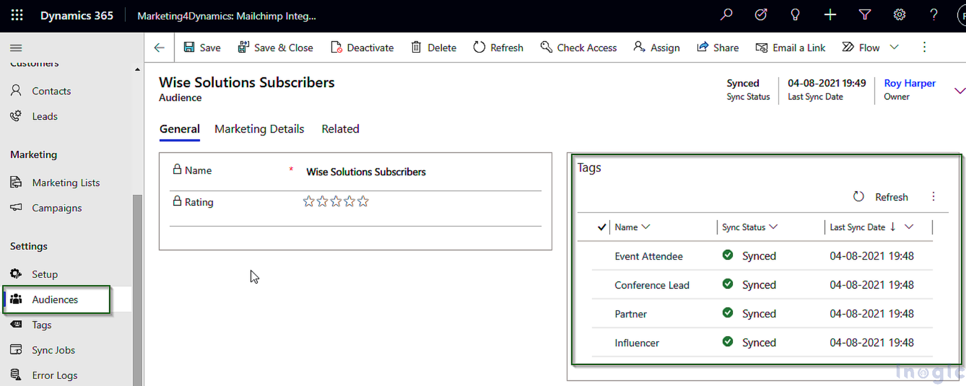 Dynamics 365 CRM with Mailchimp