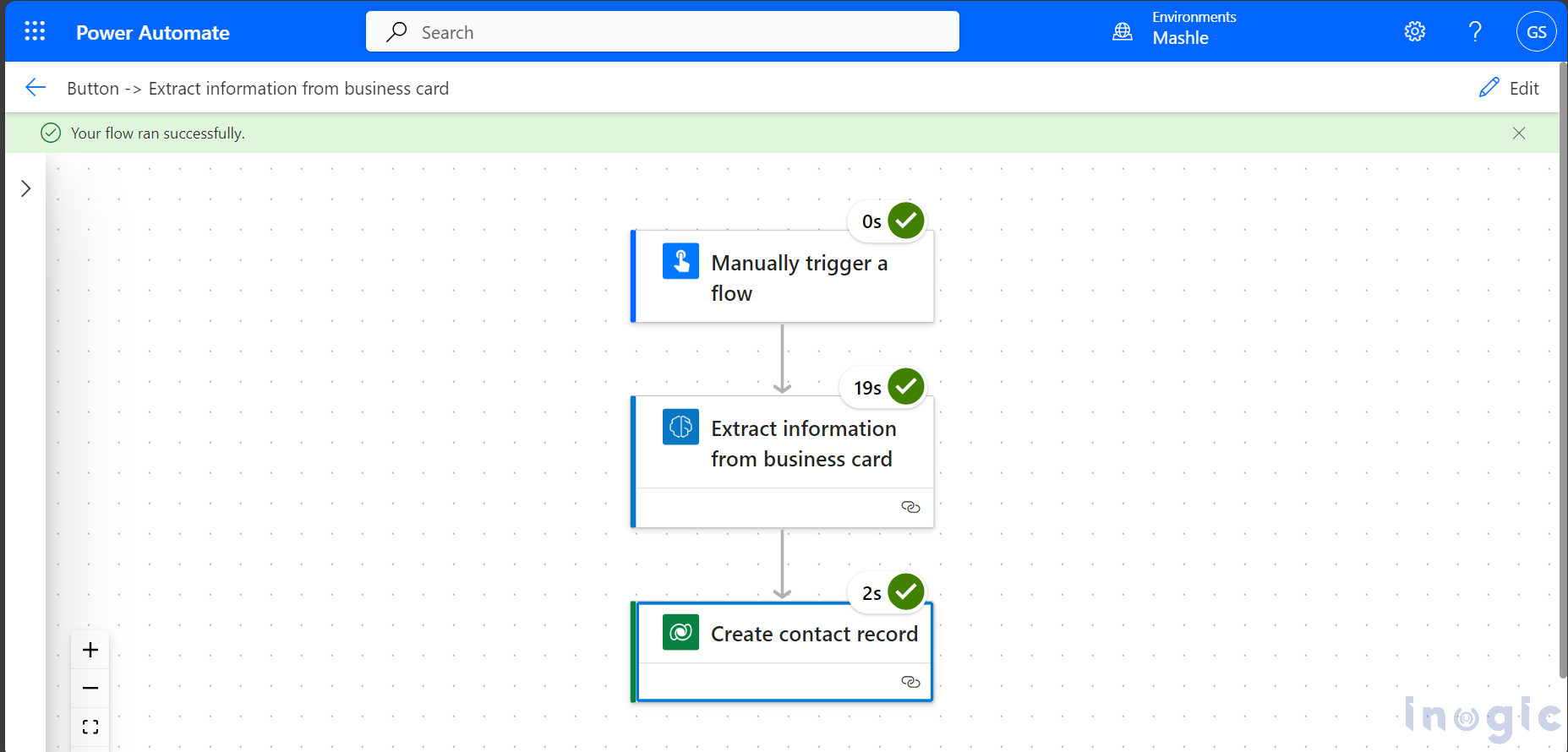 Business Card Reader Model in Microsoft Power Automate