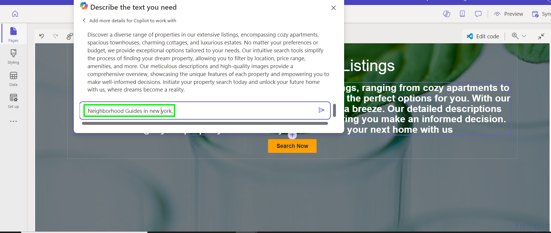 Copilot for AI-Generated Text in Power Pages