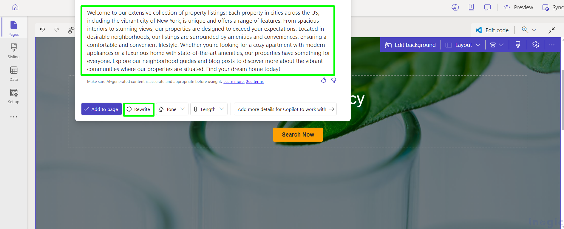 Copilot for AI-Generated Text in Power Pages