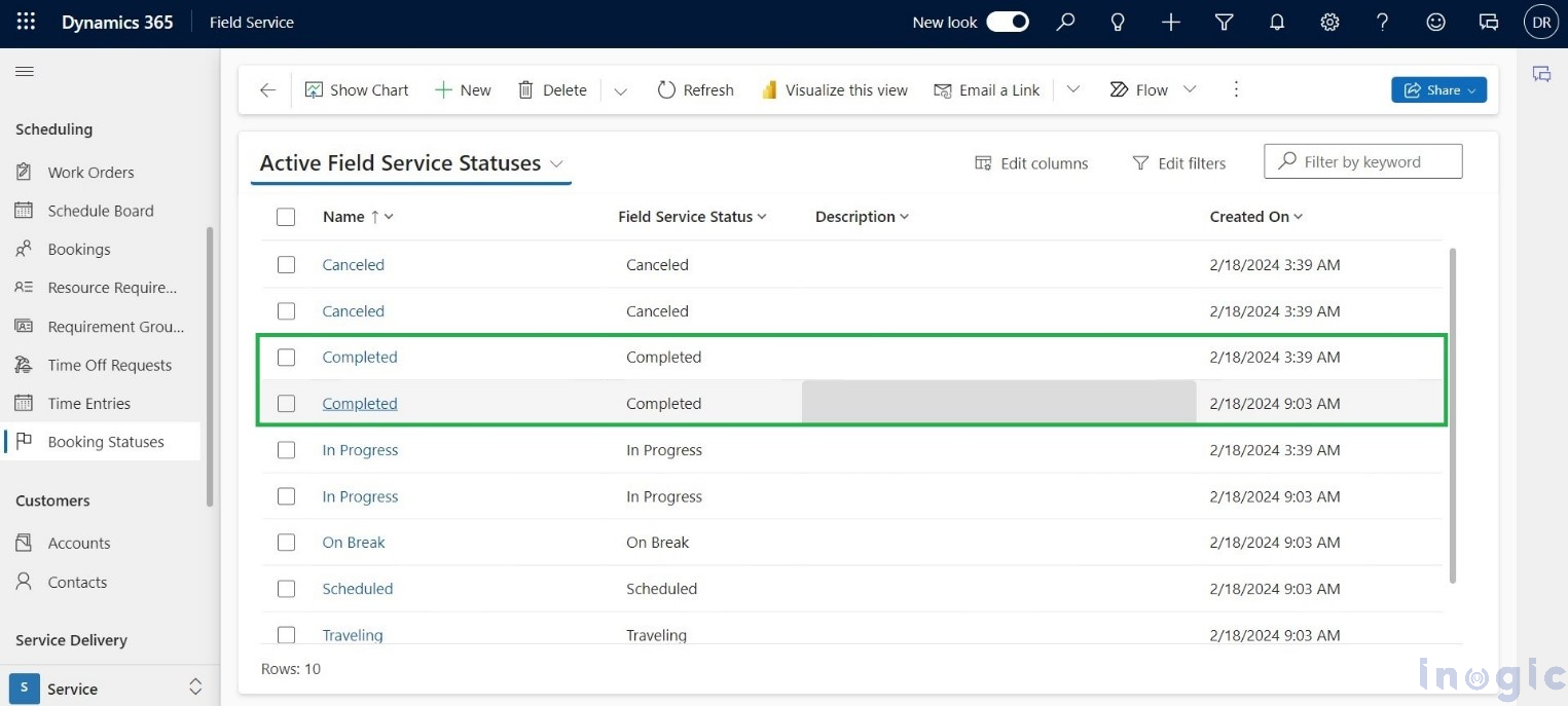 Work Orders based on Completion Status in Dynamics 365 Field Service