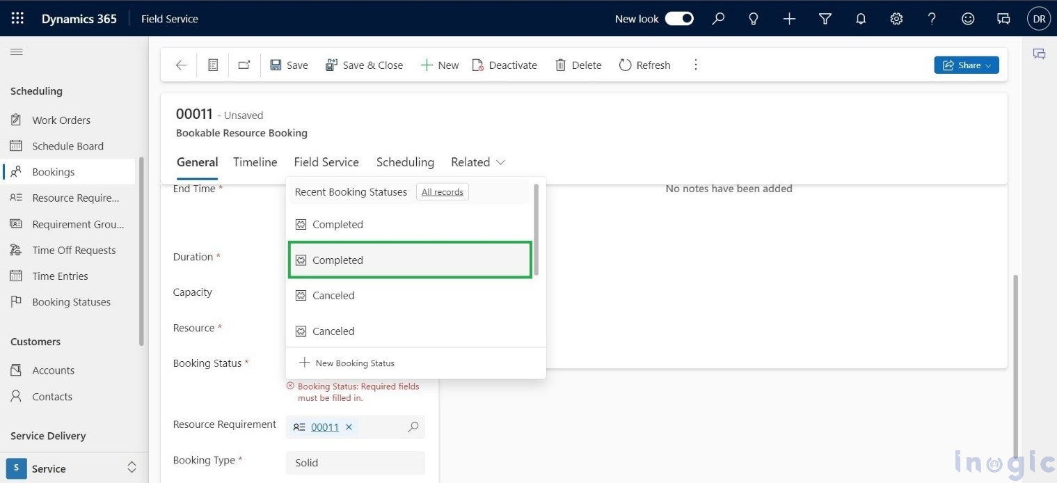 Work Orders based on Completion Status in Dynamics 365 Field Service