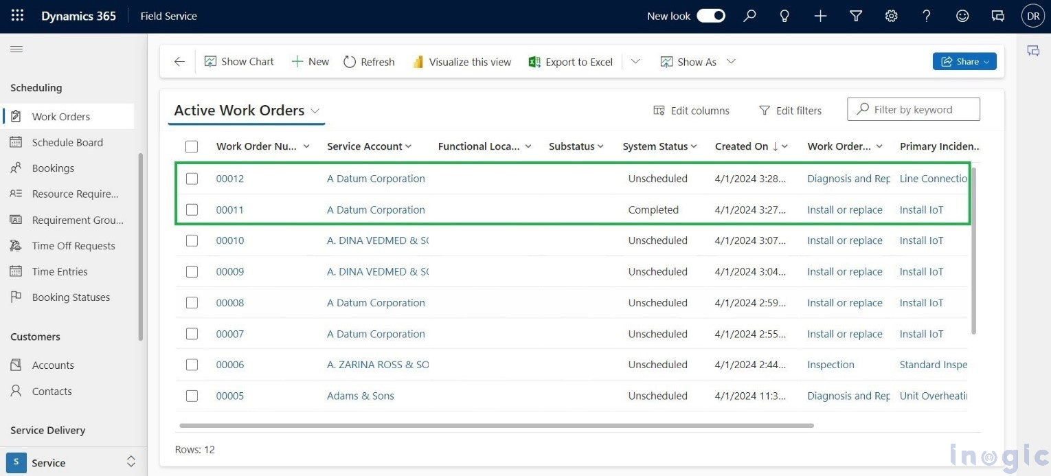 Work Orders based on Completion Status in Dynamics 365 Field Service