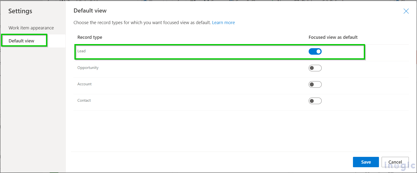 functionalities of Focused View