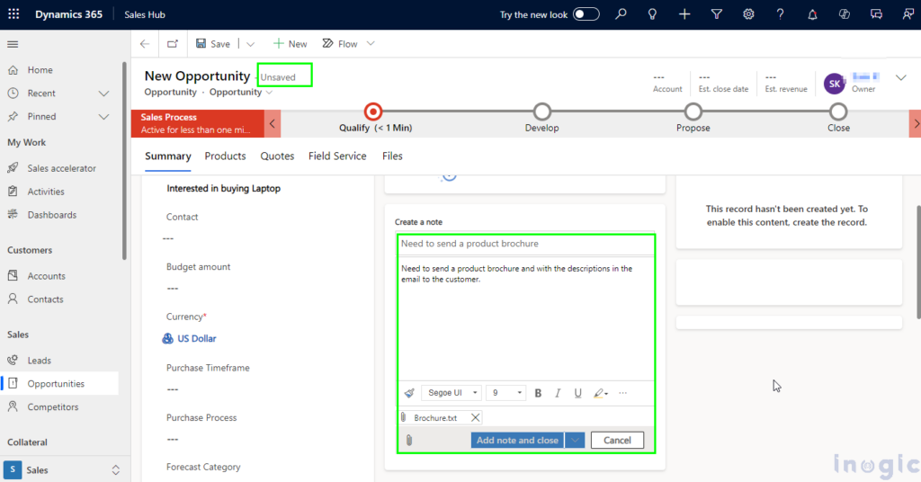 Improve Collaboration by Adding Notes Before Saving in Dynamics 365 ...