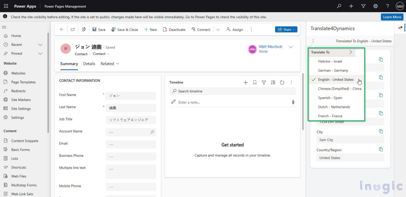 Translate Dynamics 365 Data