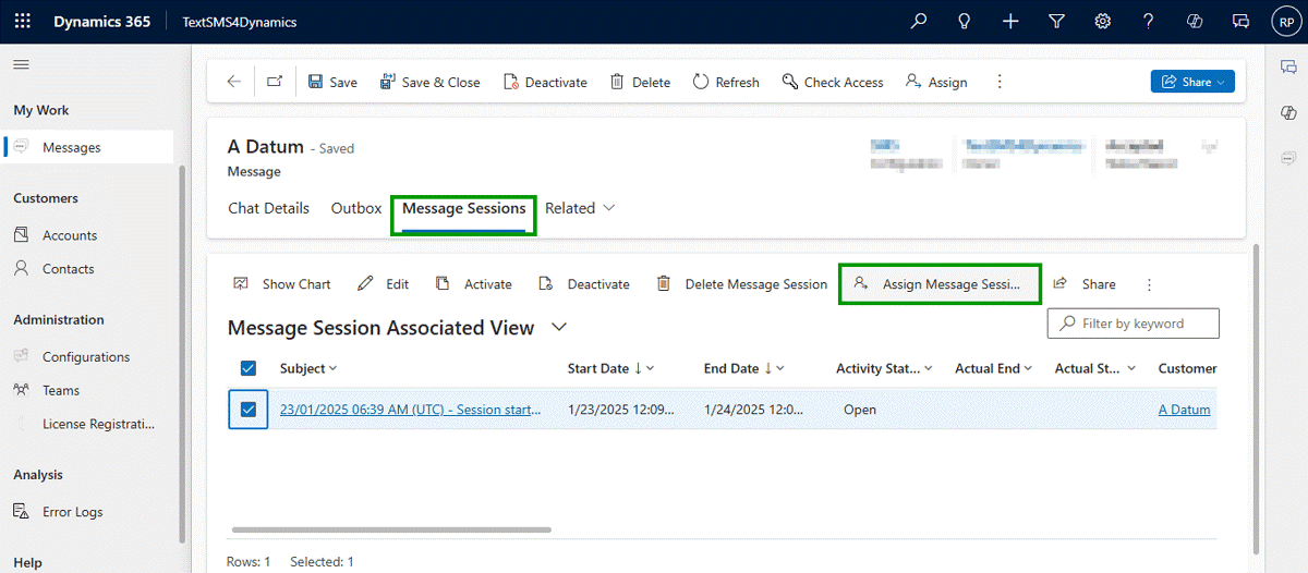 Text SMS in Dynamics 365