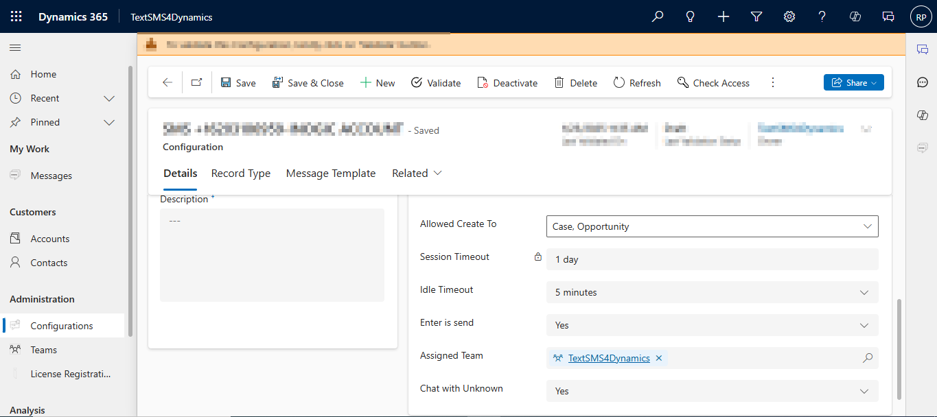 Text SMS in Dynamics 365