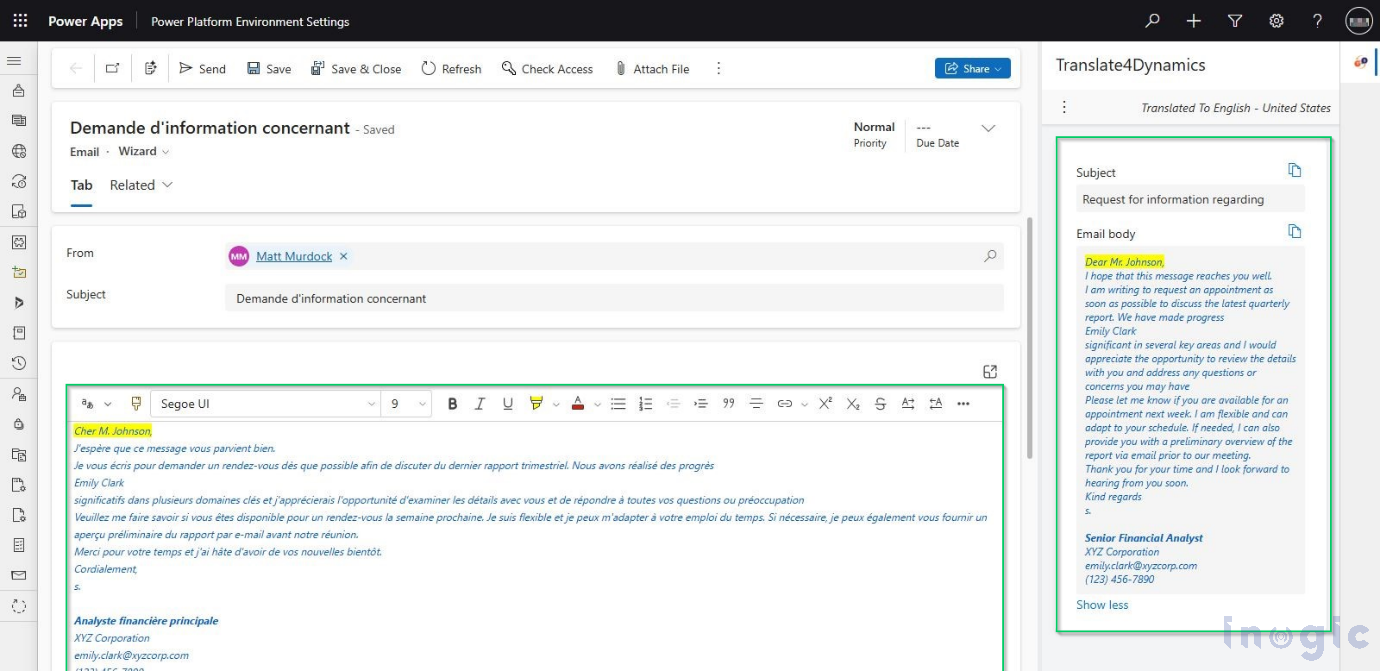 Translate Dynamics 365 Data