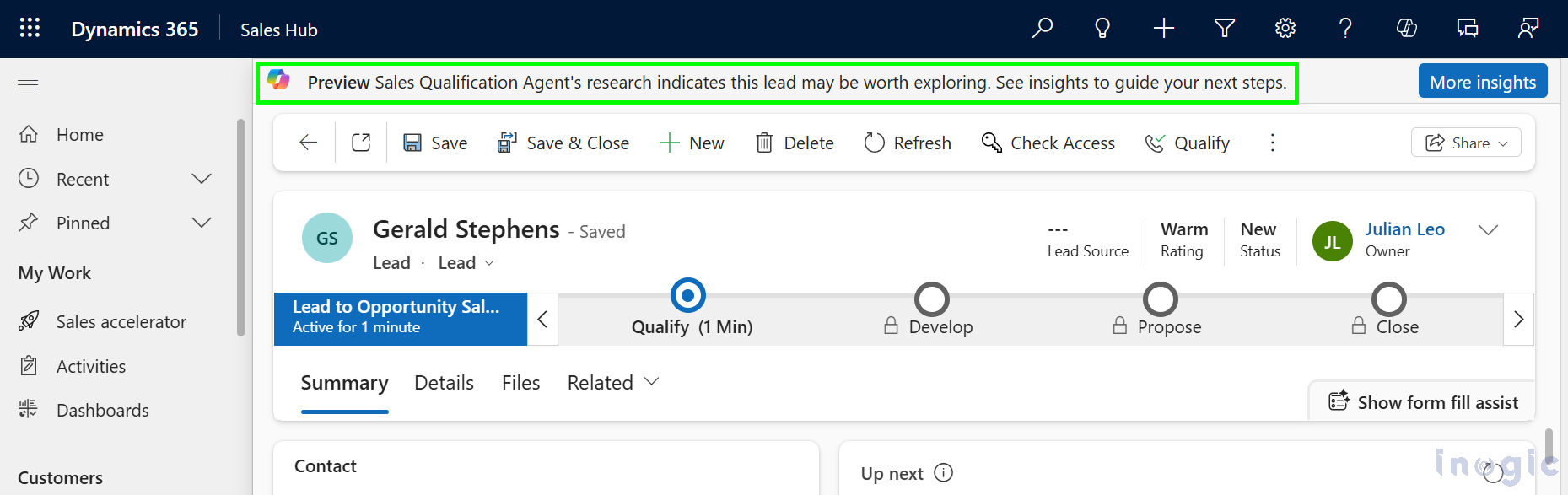Sales Qualification Agent in Dynamics 365