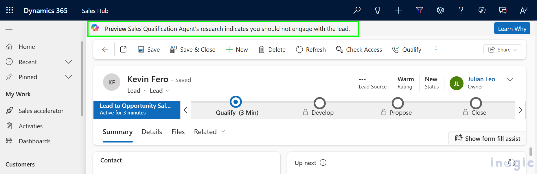Sales Qualification Agent in Dynamics 365