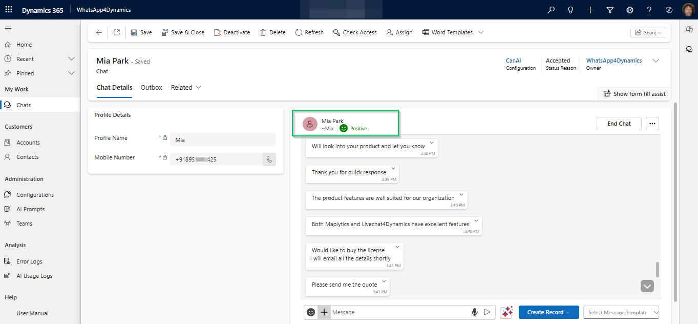 AI Meets WhatsApp in Dynamics 365