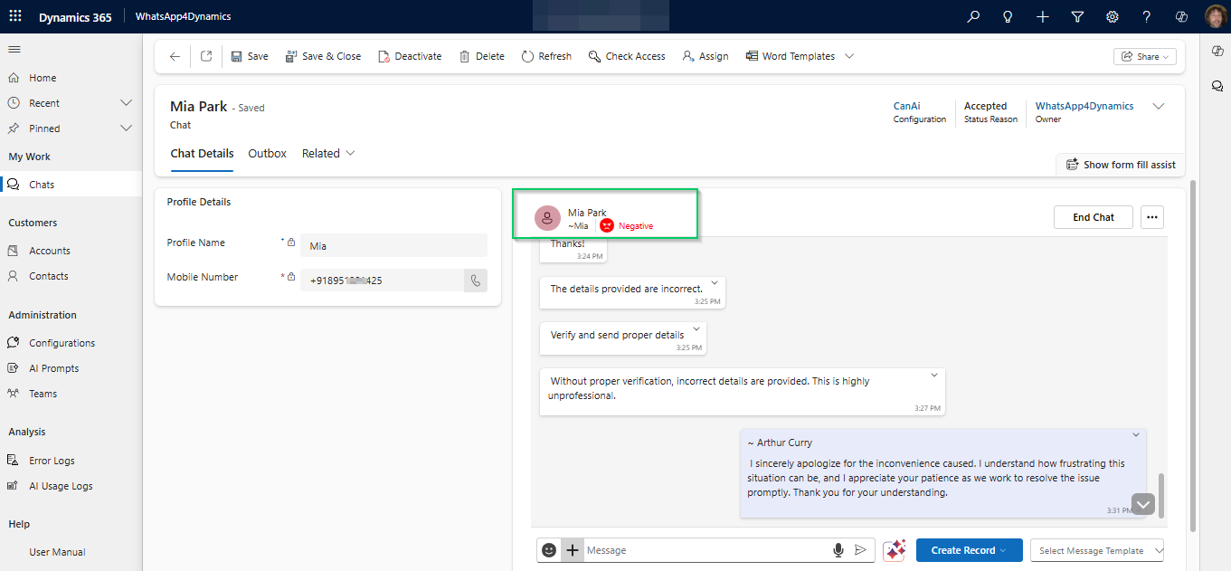 AI Meets WhatsApp in Dynamics 365