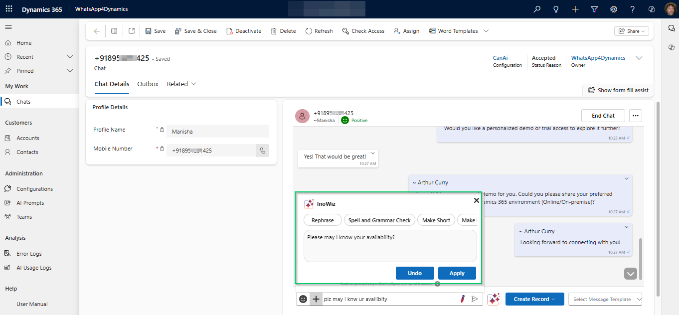 AI Meets WhatsApp in Dynamics 365