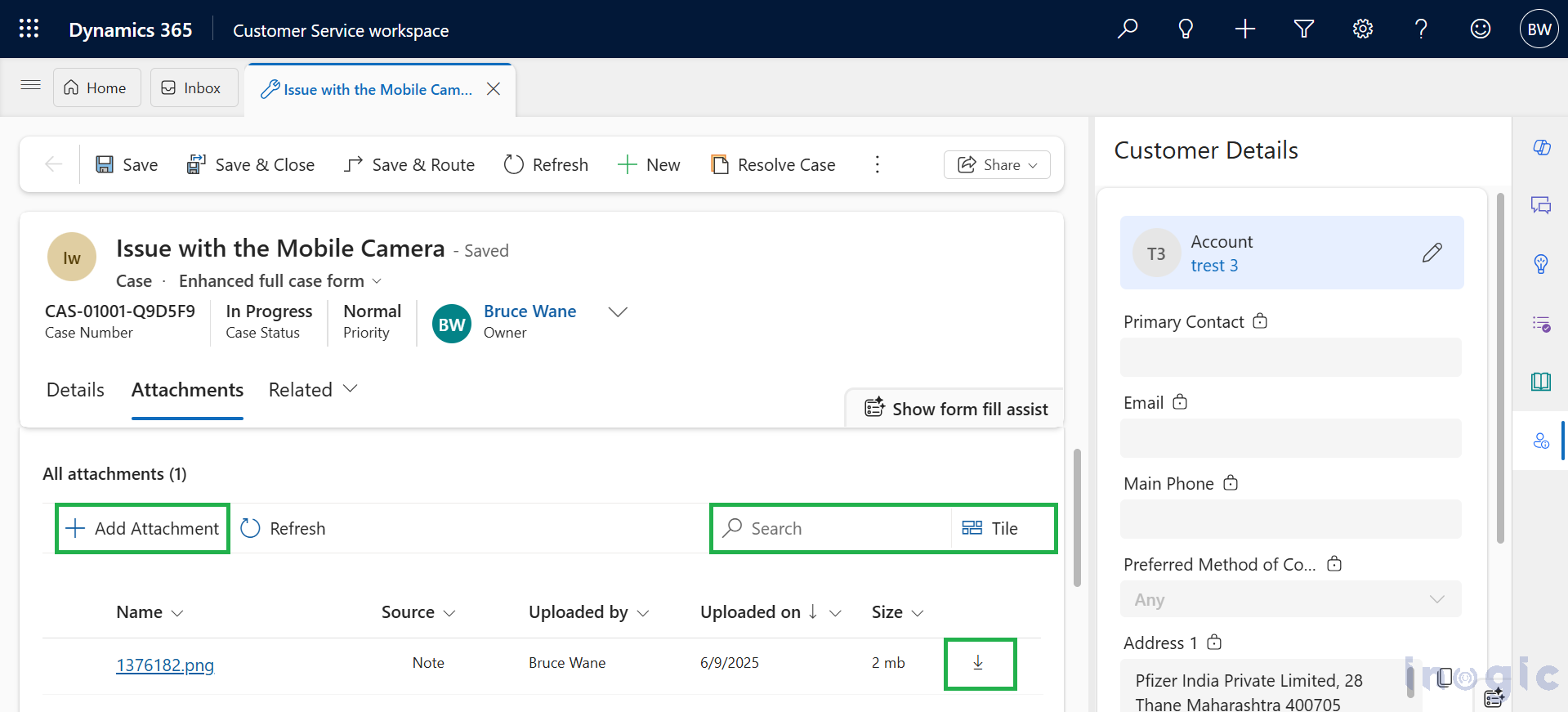 File Management with the Attachment Control