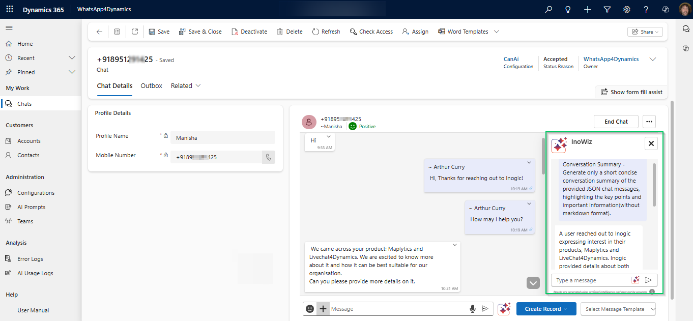 AI Meets WhatsApp in Dynamics 365