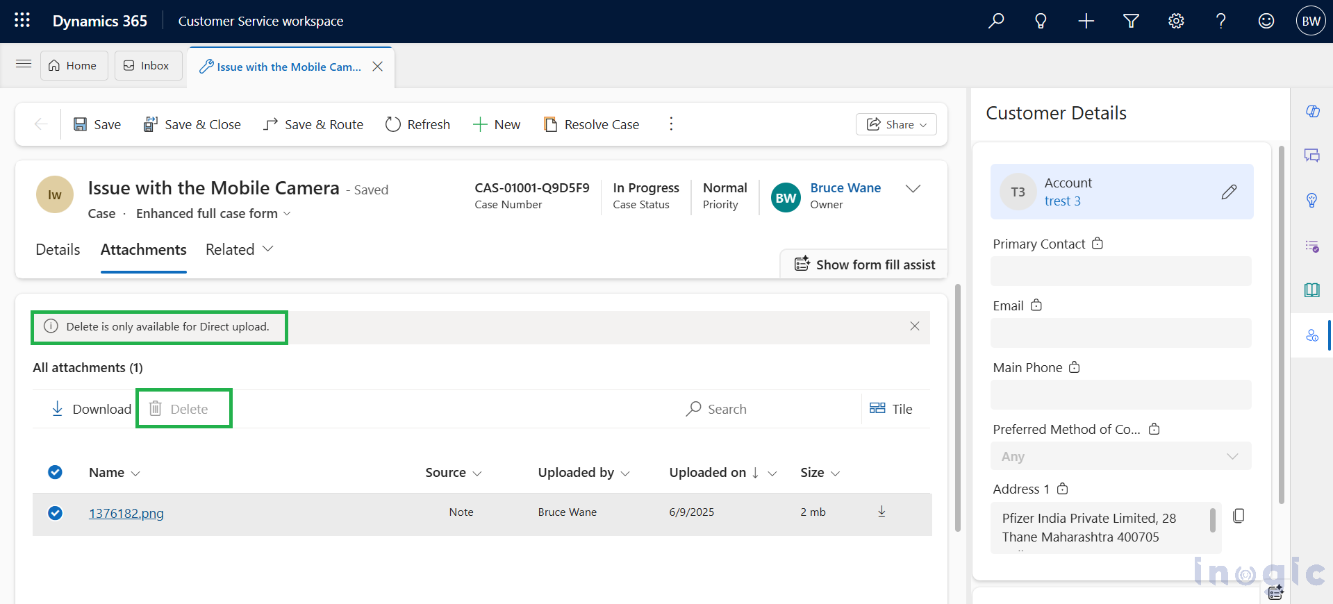 File Management with the Attachment Control