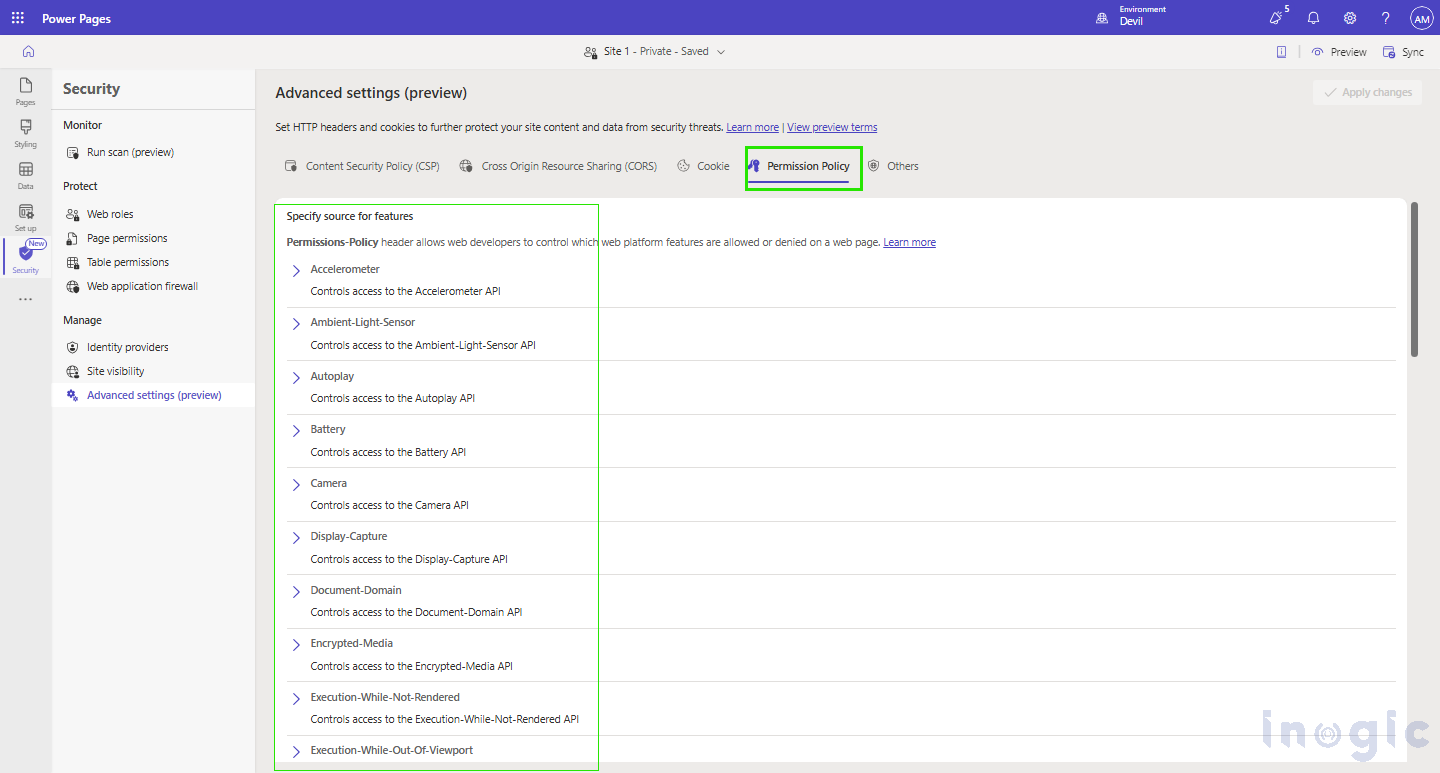 Advanced Settings in Power Pages