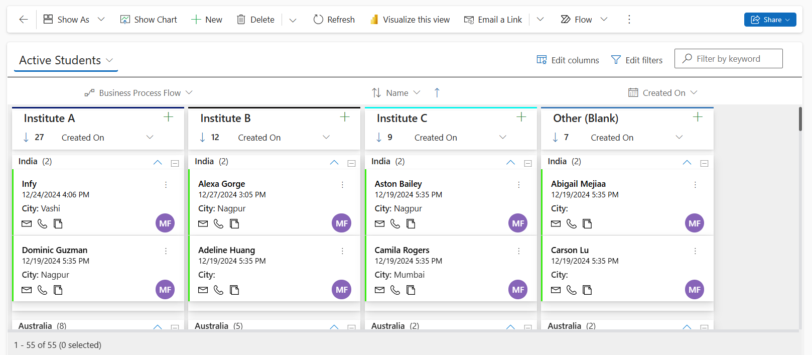 Dynamics 365 CRM Kanban View