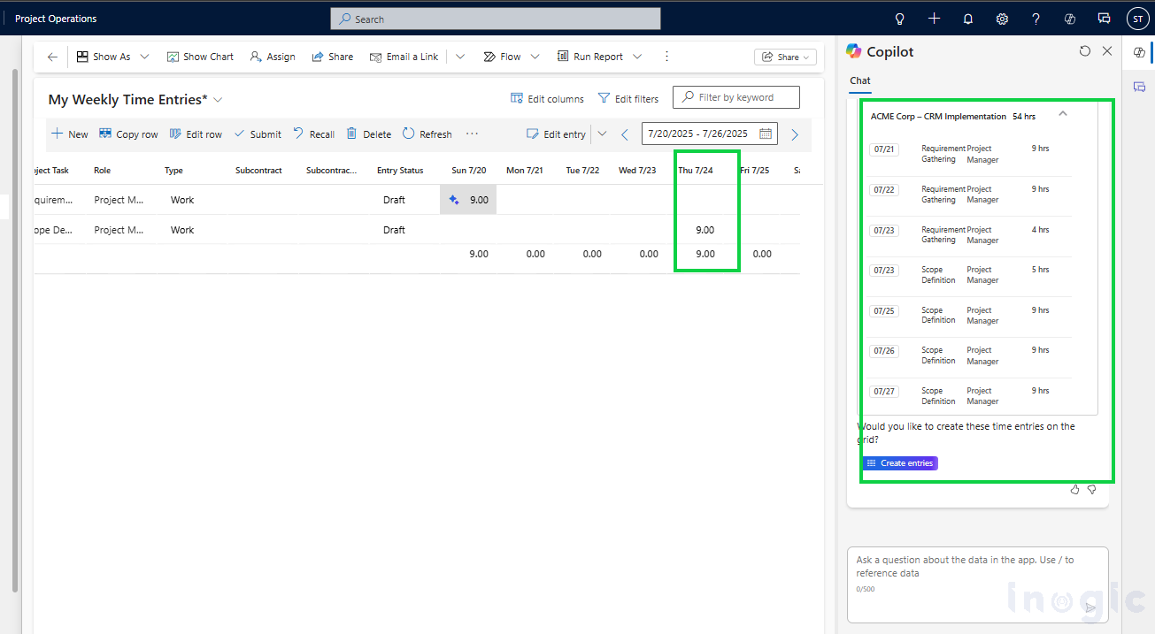 Copilot Transforms Time Entry in Dynamics 365 Project Operations