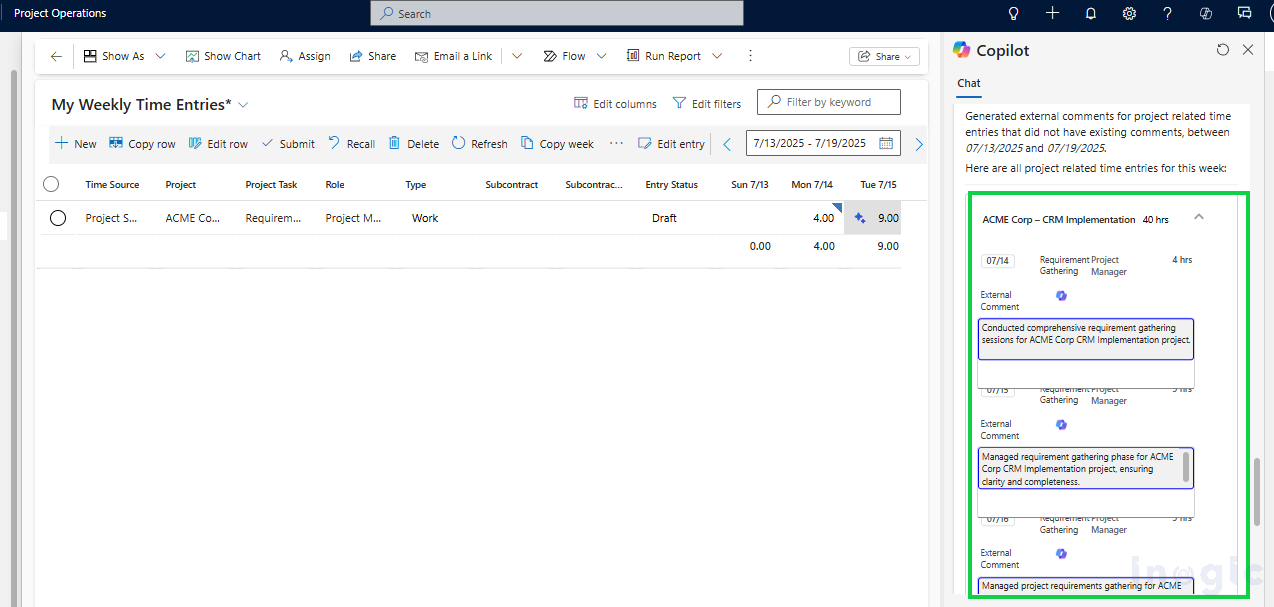Copilot Transforms Time Entry in Dynamics 365 Project Operations