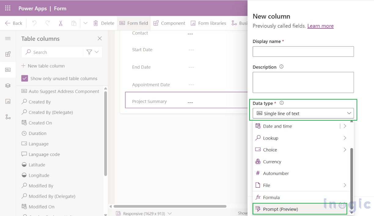 Configure and Use the Prompt Column in Dataverse