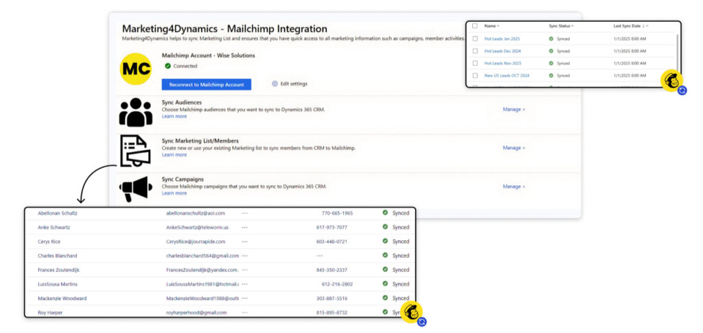 Sync Mailchimp & Dynamics 365 CRM Data