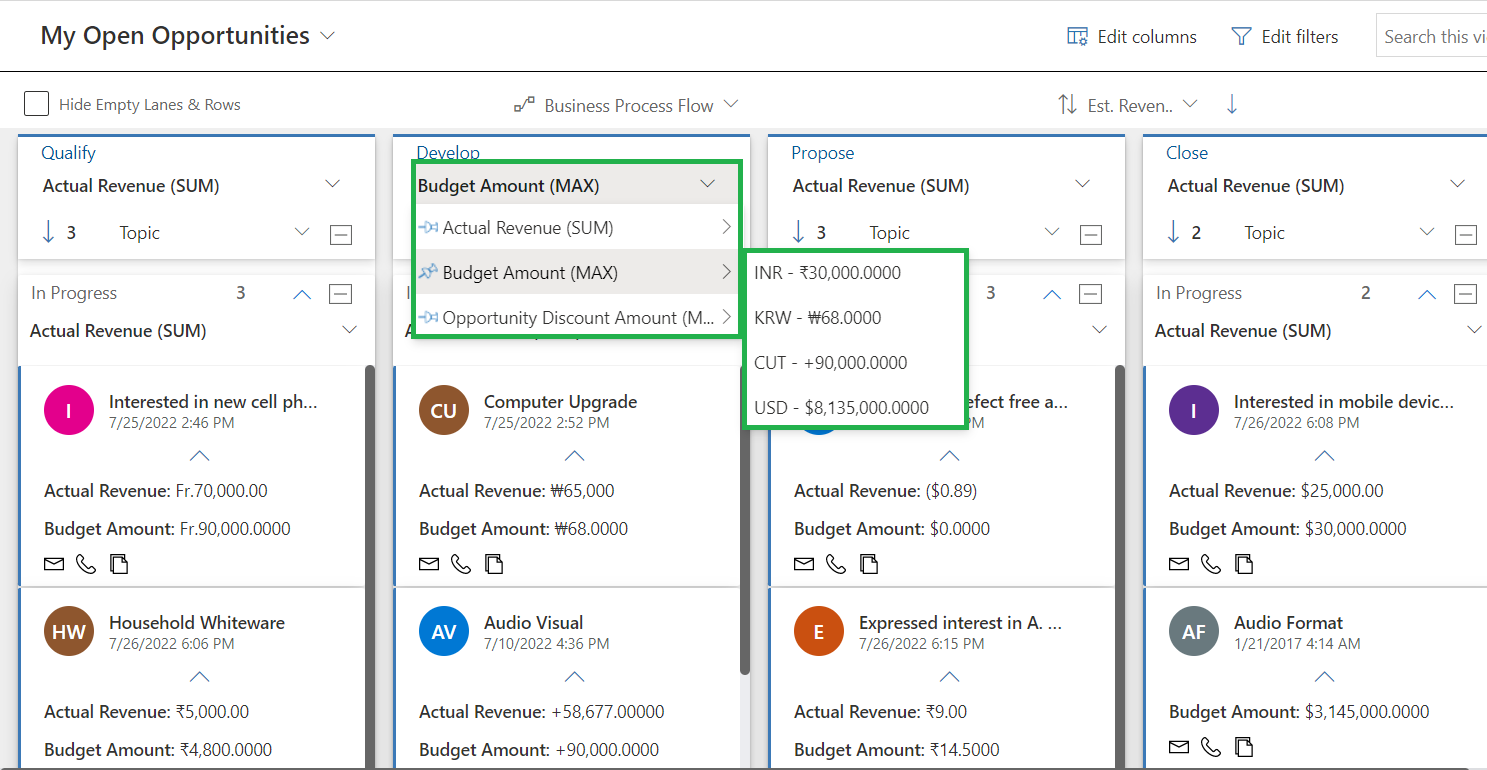 Dynamics 365 CRM Using Kanban Boards