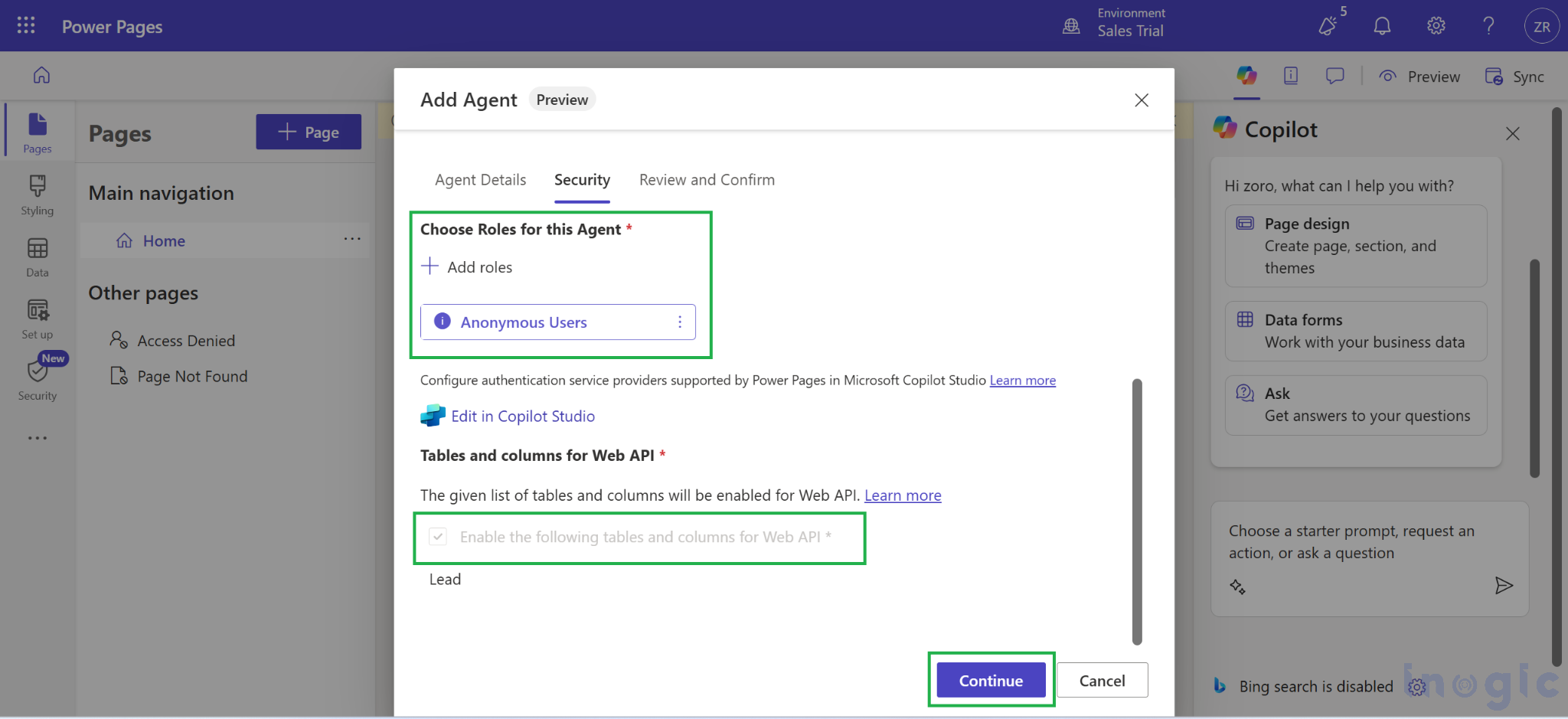 Microsoft Power Pages using Copilot Studio