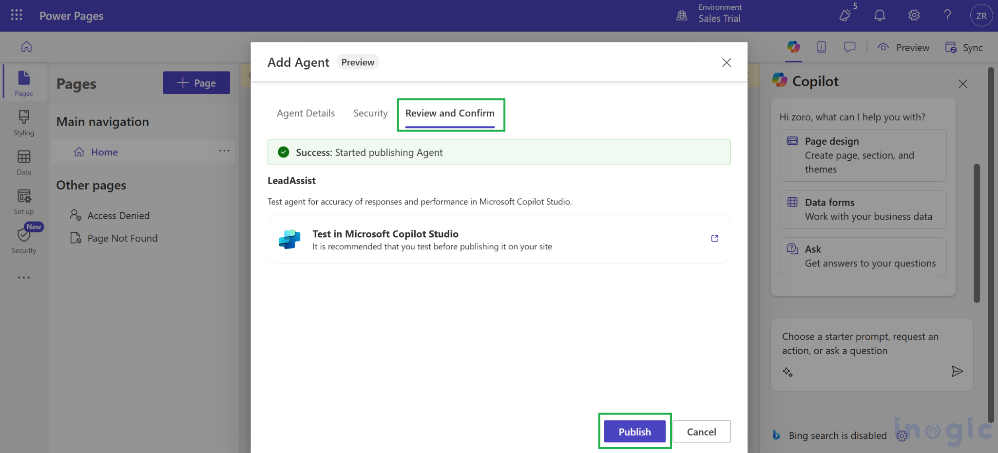 Microsoft Power Pages using Copilot Studio