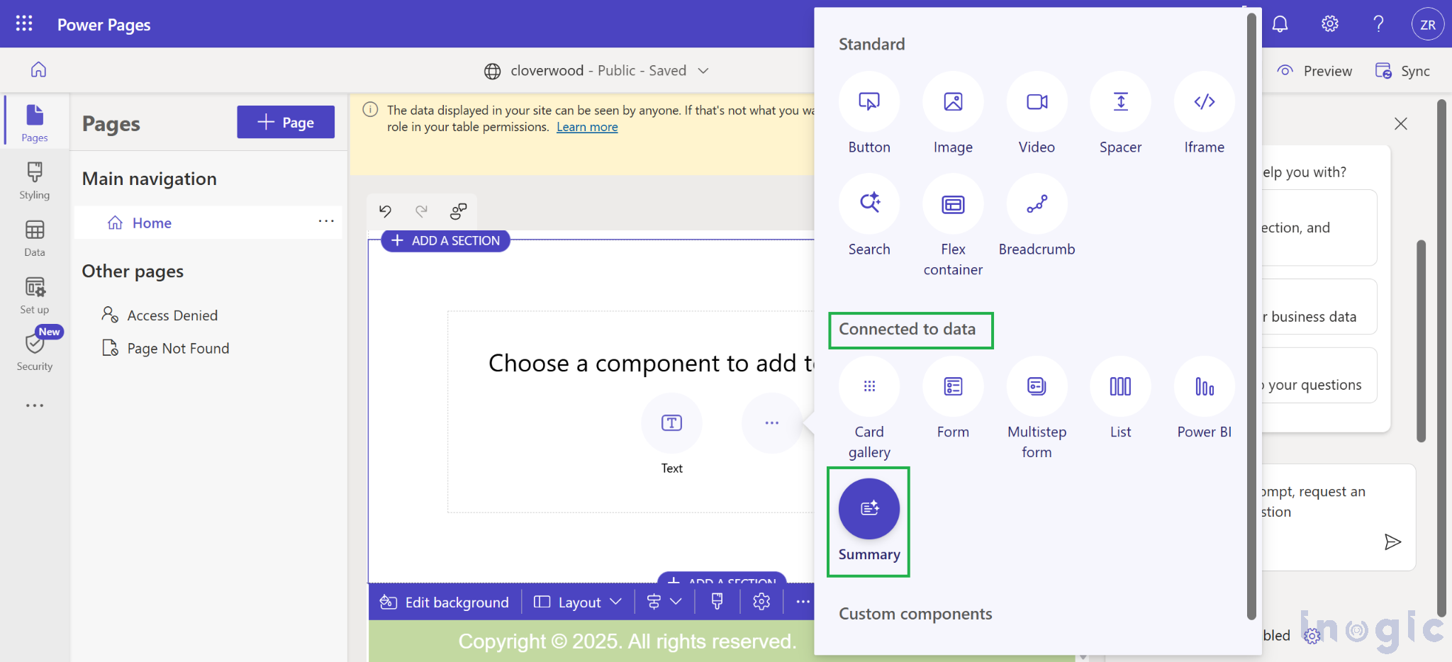 Power Pages Summary Component with Dataverse Tables