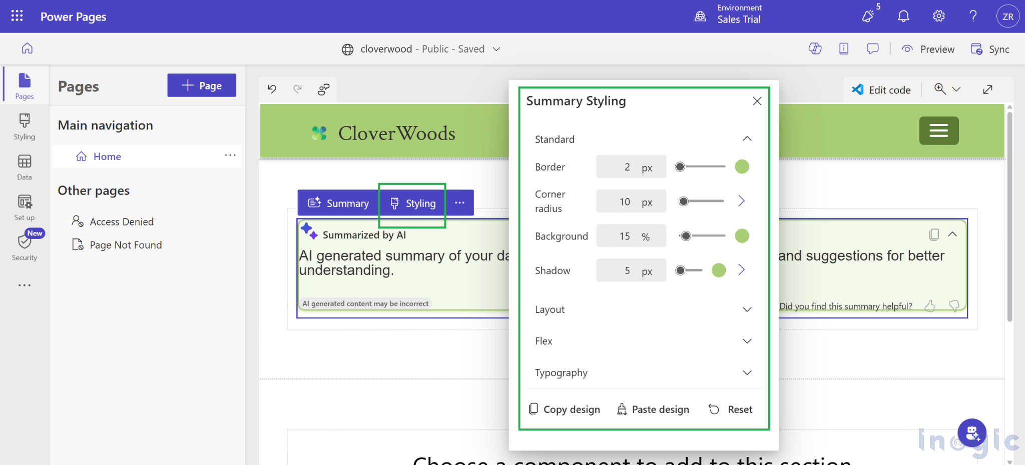 Power Pages Summary Component with Dataverse Tables