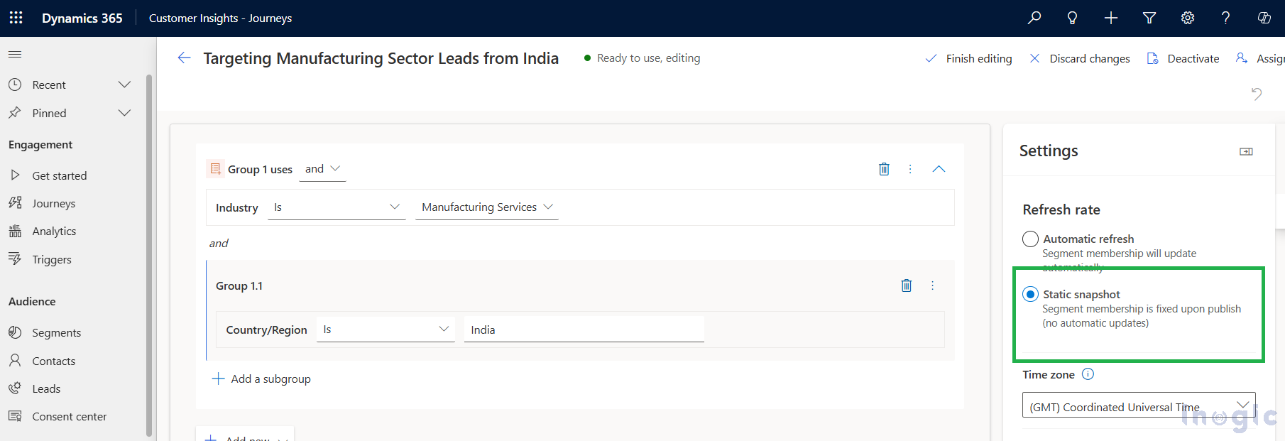 Dynamics 365 Customer Insights Journeys Segments