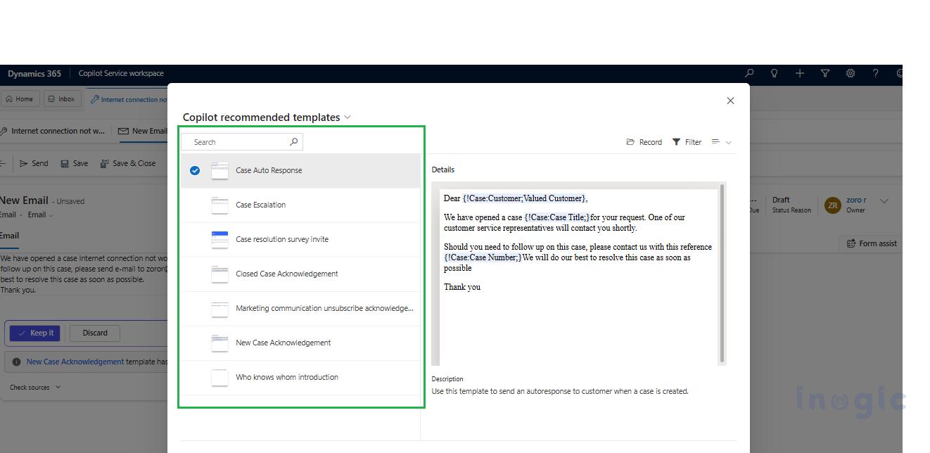 Copilot Recommended Email Templates