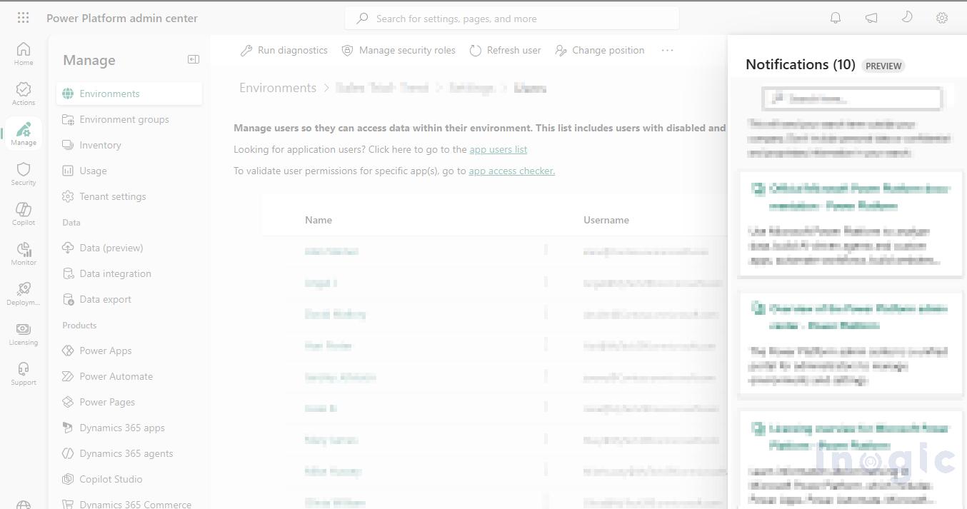 Admin Center Notifications