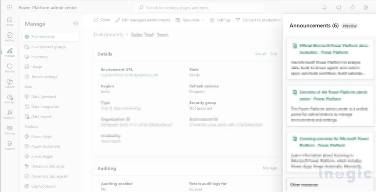 Inplatform Notifications Power Platform Admin Center Notifications and Announcements
