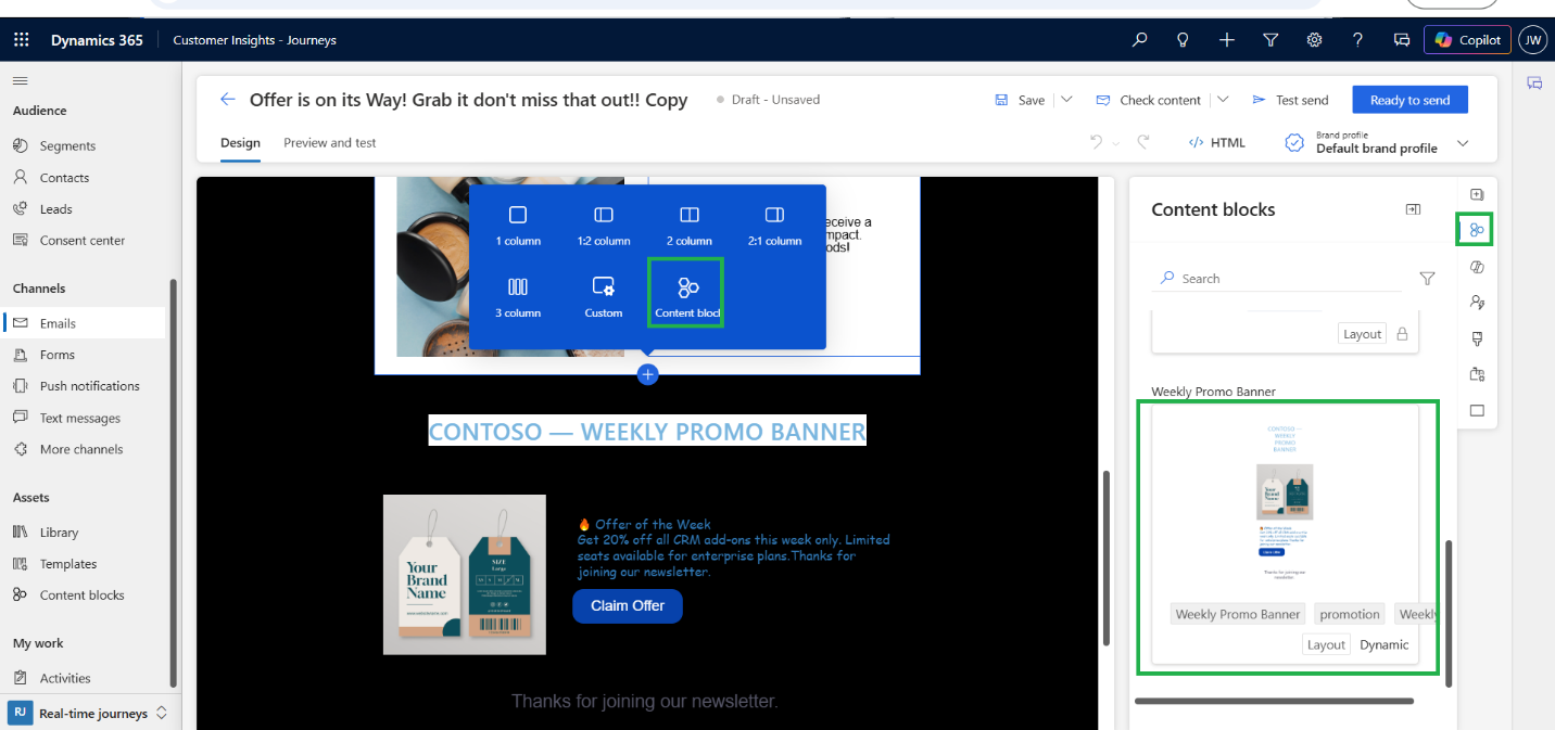 Dynamic Content Blocks in Customer Insights