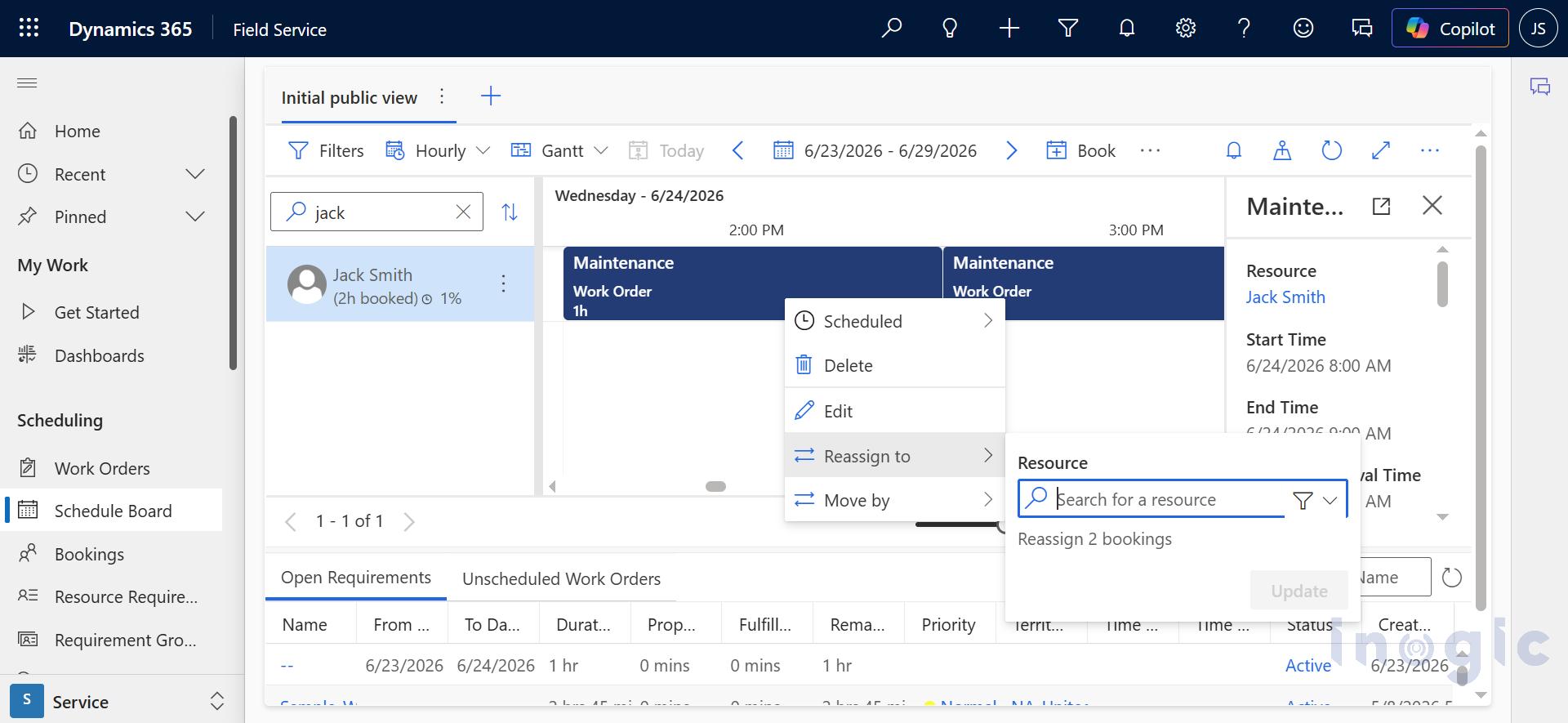 Bulk Update of Multiple Bookings Resource Reassignment and Time Shifting