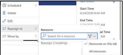 Bulk Update of Multiple Bookings Resource Reassignment and Time Shifting