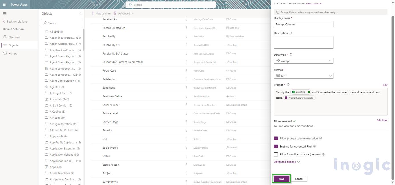Optimizing Prompt Columns in Microsoft Dataverse with Filters