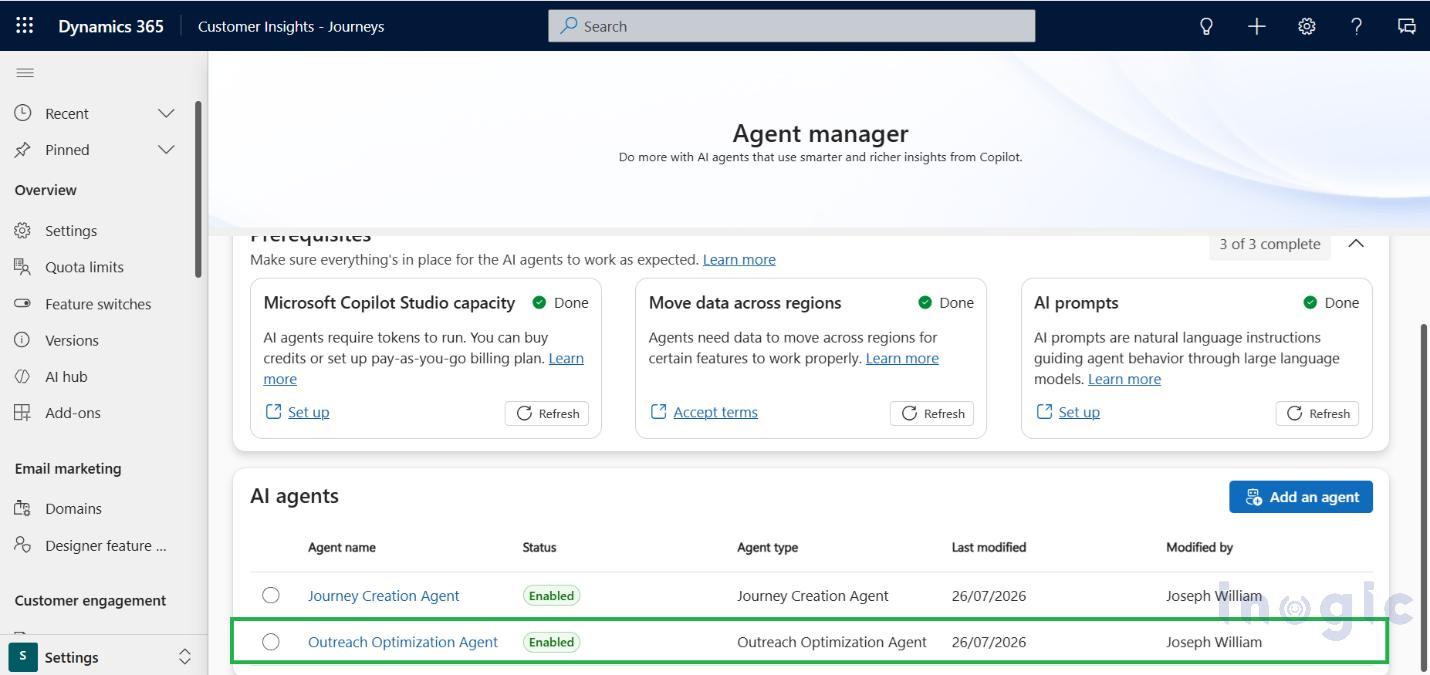 Outreach Optimization Agent (Preview) in Dynamics 365 Customer Insights