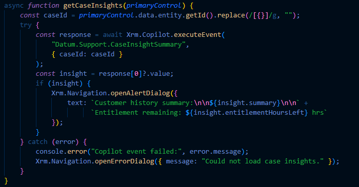 Using Xrm.Copilot.executeEvent to bring Copilot Studio into Your Model-Driven App