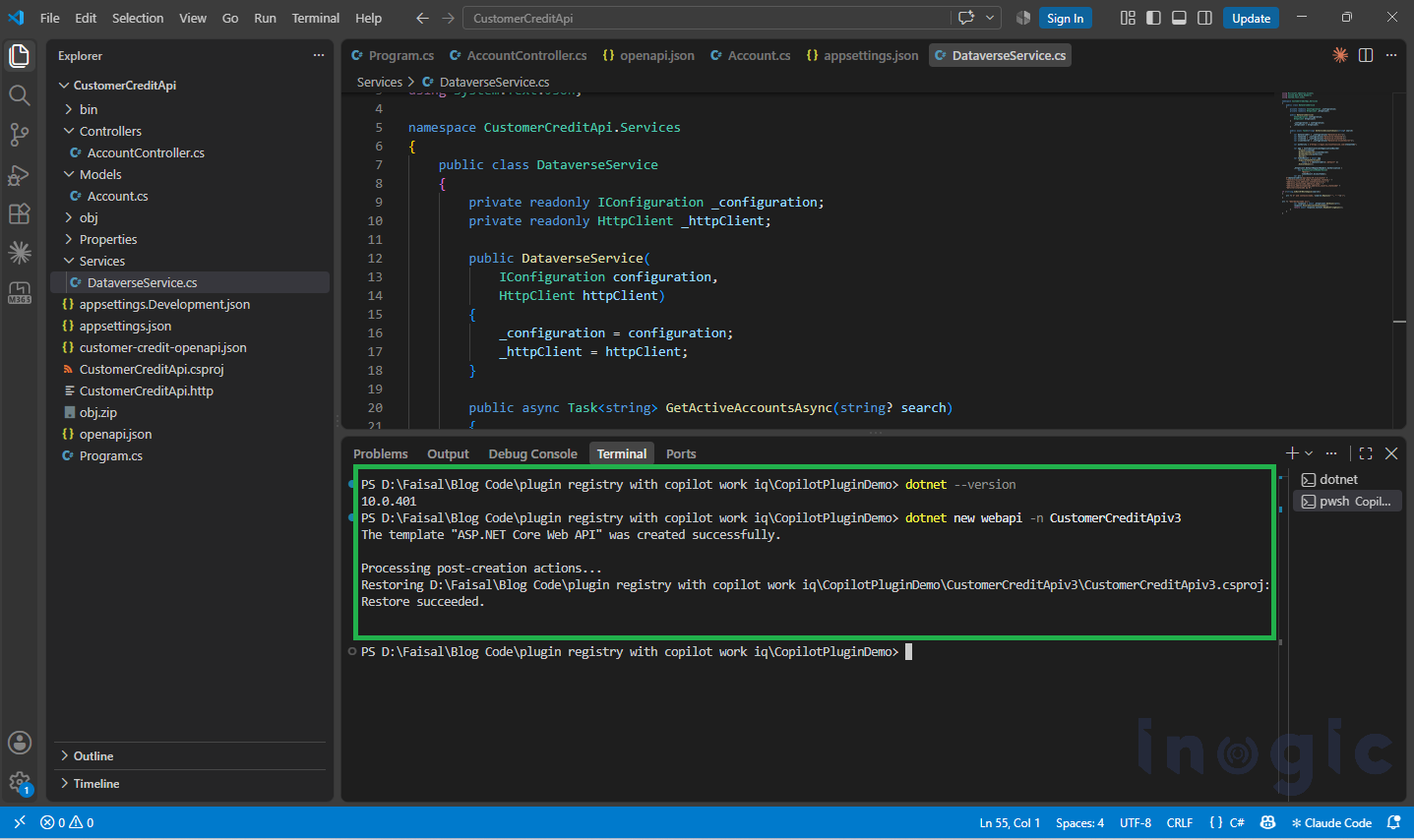 Create the .NET Folder and API Project