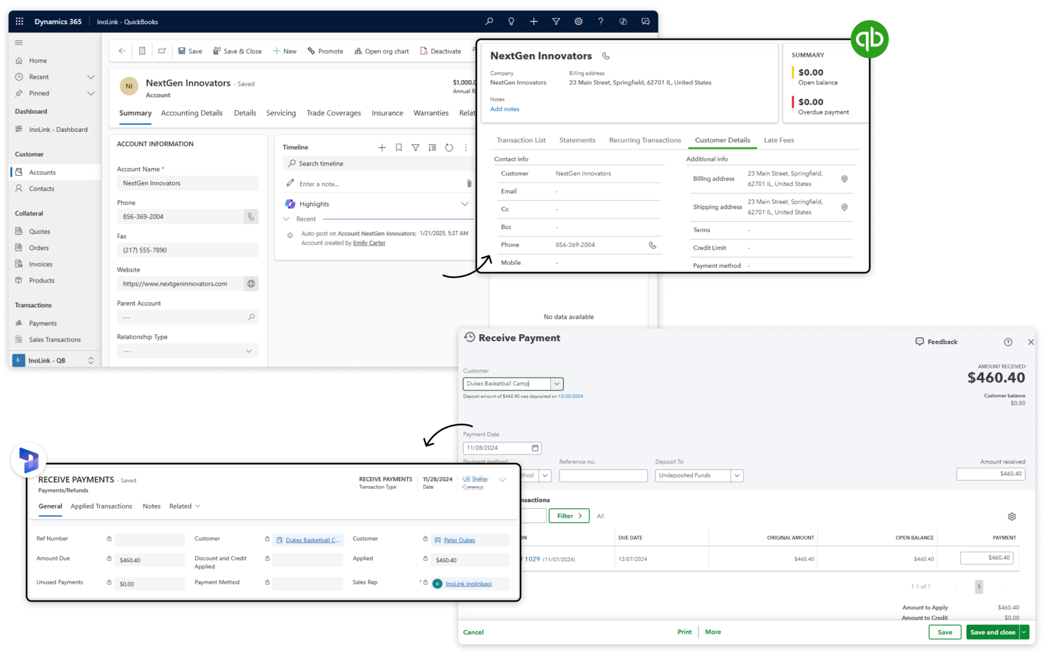 Dynamics 365 CRM QuickBooks Integration