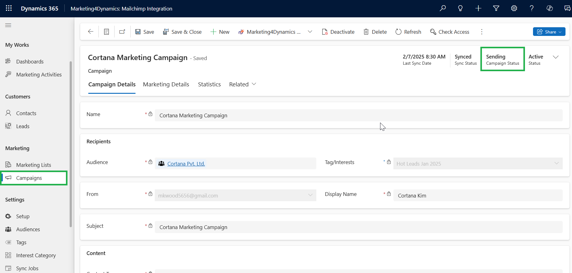 Email Campaigns Inside Dynamics 365