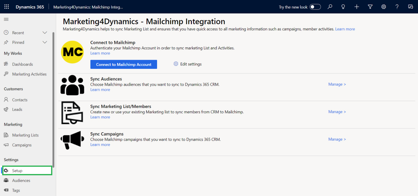 Connect Dynamics 365 CRM with Mailchimp
